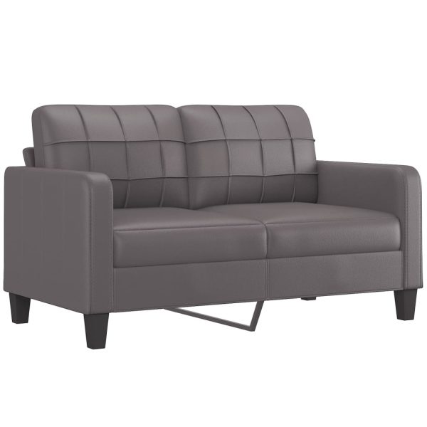 Set Di Divani 2 Pz Con Cuscini Grigio In Similpelle - Image 4
