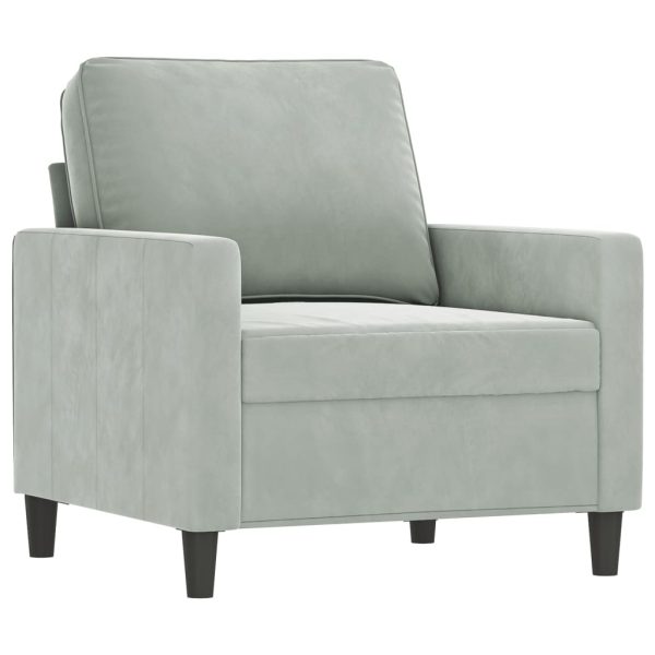 Set Di Divani 3 Pz Con Cuscini Grigio Chiaro In Velluto - Image 3