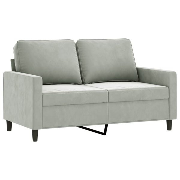 Set Di Divani 3 Pz Con Cuscini Grigio Chiaro In Velluto - Image 4