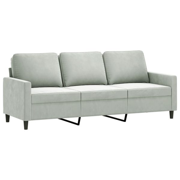 Set Di Divani 2 Pz Con Cuscini Grigio Chiaro In Velluto - Image 4