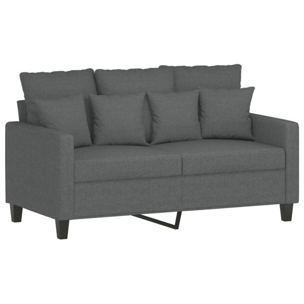 Set Di Divani 2 Pz Con Cuscini Grigio Scuro In Tessuto - Image 3
