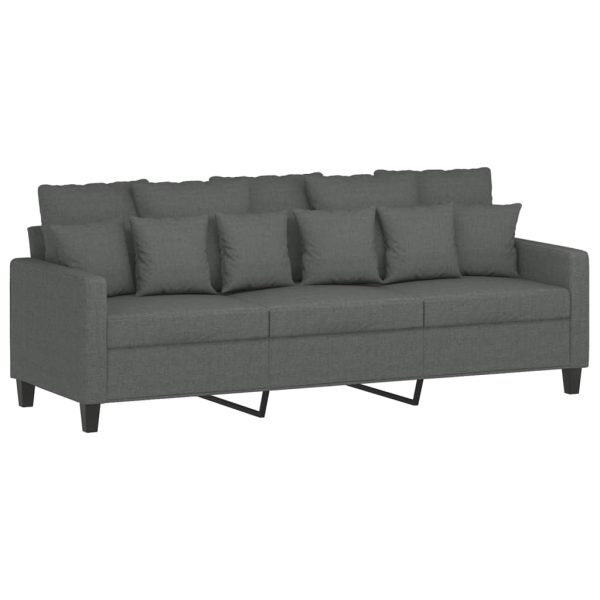 Set Di Divani 2 Pz Con Cuscini Grigio Scuro In Tessuto - Image 4