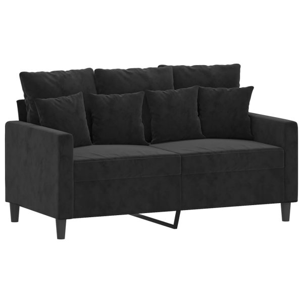 Set Di Divani 2 Pz Con Cuscini Nero In Velluto - Image 3