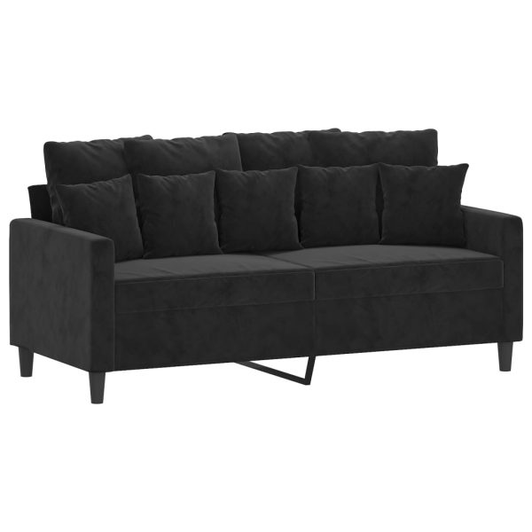 Set Di Divani 2 Pz Con Cuscini Nero In Velluto - Image 4
