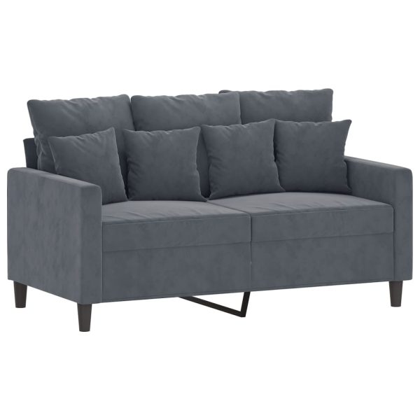 Set Di Divani 2 Pz Con Cuscini Grigio Scuro In Velluto - Image 3