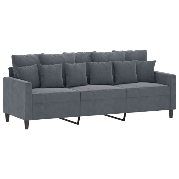 Set Di Divani 2 Pz Con Cuscini Grigio Scuro In Velluto - Image 4
