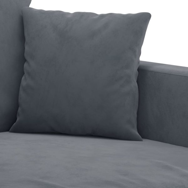 Set Di Divani 2 Pz Con Cuscini Grigio Scuro In Velluto - Image 5
