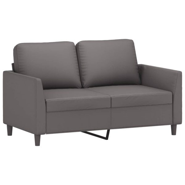 Set Di Divani 2 Pz Con Cuscini Grigio In Similpelle - Image 3