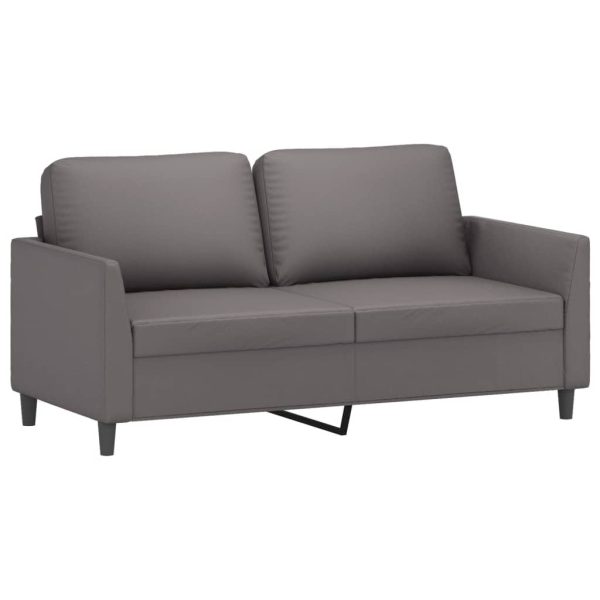 Set Di Divani 2 Pz Con Cuscini Grigio In Similpelle - Image 4