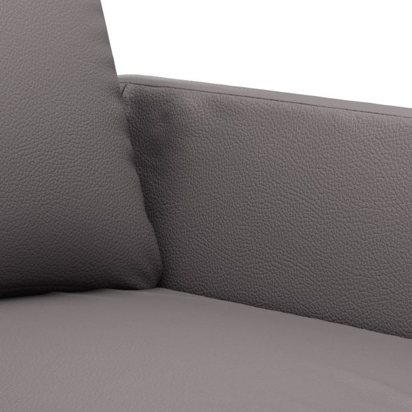 Set Di Divani 2 Pz Con Cuscini Grigio In Similpelle - Image 5