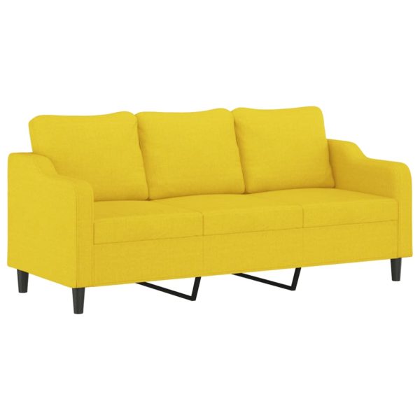 Set Di Divani 2 Pz Con Cuscini Giallo Chiaro In Tessuto - Image 4