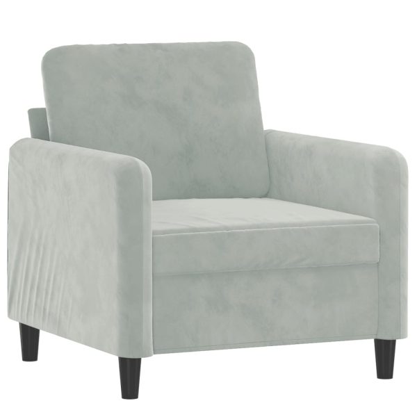 Set Di Divani 3 Pz Grigio Chiaro In Velluto - Image 3