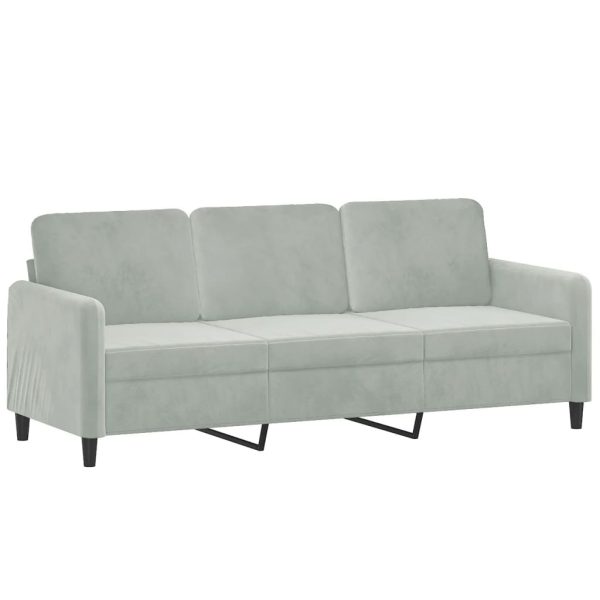 Set Di Divani 3 Pz Grigio Chiaro In Velluto - Image 5