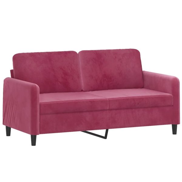 Set Di Divani 2 Pz Rosso Vino In Velluto - Image 4