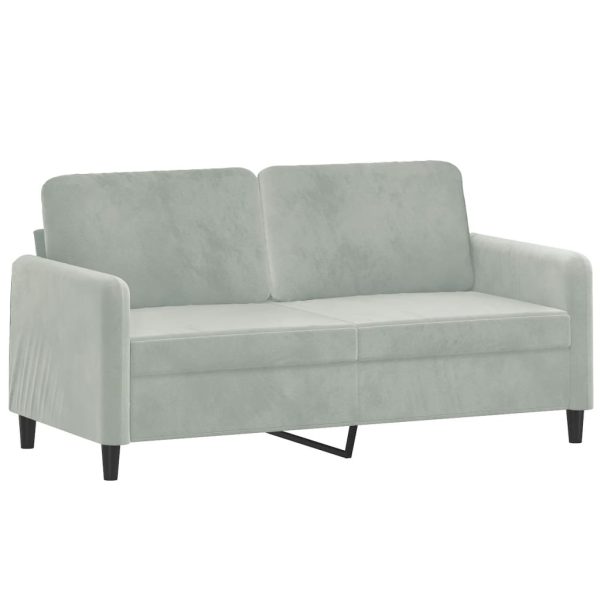 Set Di Divani 2 Pz Con Cuscini Grigio Chiaro In Velluto - Image 4