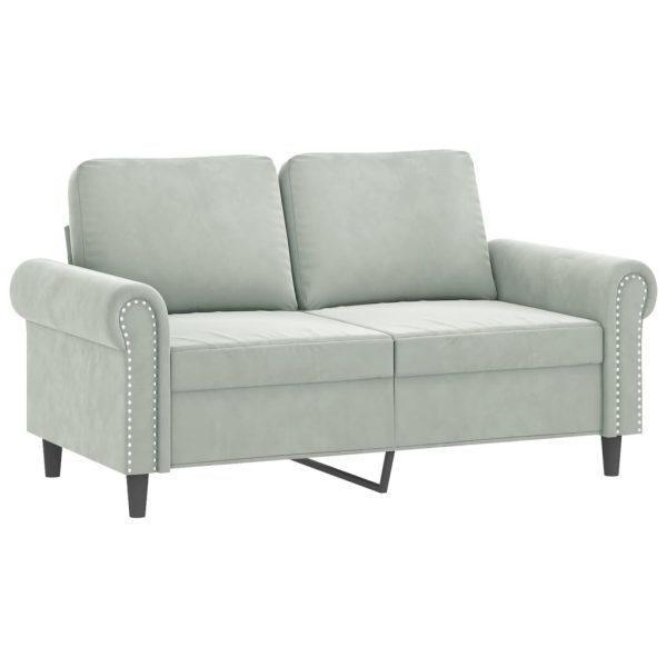 Set Di Divani 2 Pz Con Cuscini Grigio Chiaro In Velluto - Image 3