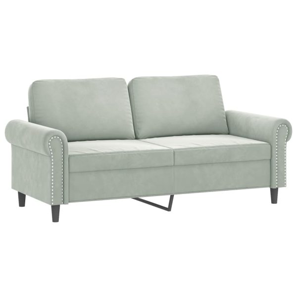 Set Di Divani 2 Pz Con Cuscini Grigio Chiaro In Velluto - Image 4