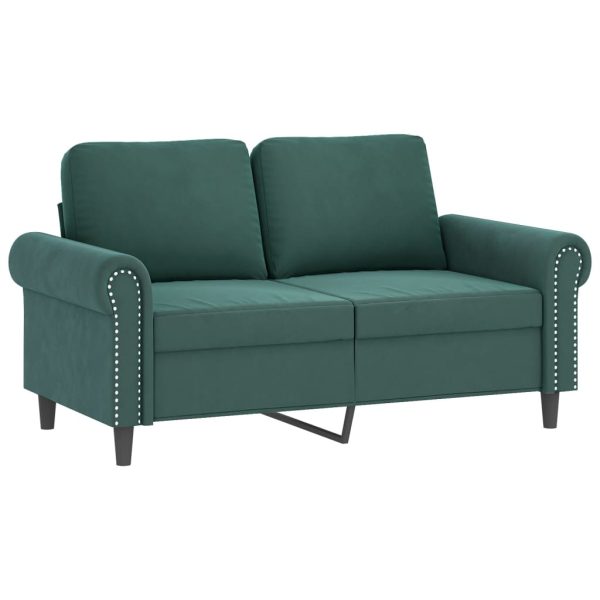 Set Di Divani 2 Pz Con Cuscini Verde Scuro In Velluto - Image 3