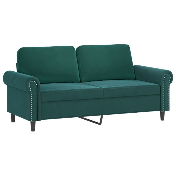 Set Di Divani 2 Pz Con Cuscini Verde Scuro In Velluto - Image 4