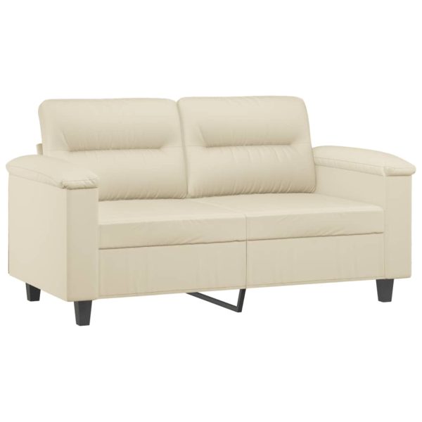 Set Di Divani 2 Pz Con Cuscini Crema In Similpelle - Image 3