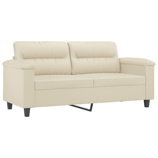 Set Di Divani 2 Pz Con Cuscini Crema In Similpelle - Image 4