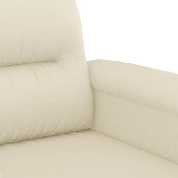 Set Di Divani 2 Pz Con Cuscini Crema In Similpelle - Image 5