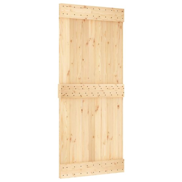 Porta Scorrevole Con Set Hardware 90x210 Cm Legno Massello Pino - Image 3