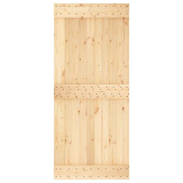 Porta Scorrevole Con Set Hardware 90x210 Cm Legno Massello Pino - Image 4