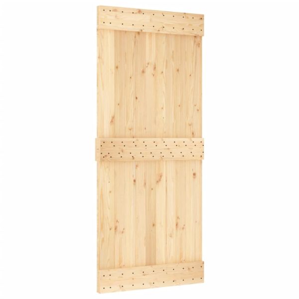 Porta Scorrevole Con Set Hardware 90x210 Cm Legno Massello Pino - Image 3