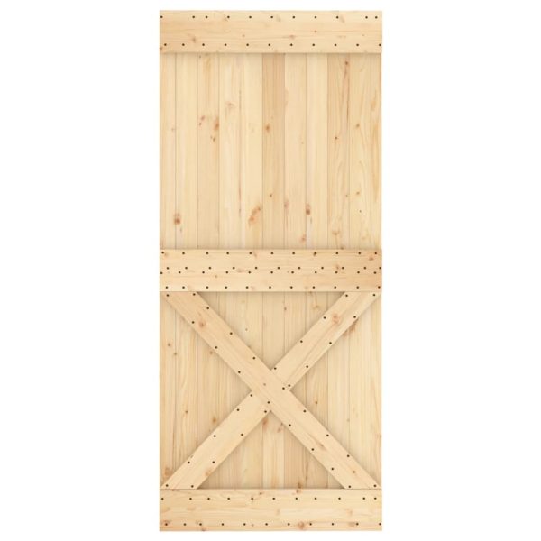 Porta Scorrevole Con Set Hardware 90x210 Cm Legno Massello Pino - Image 4