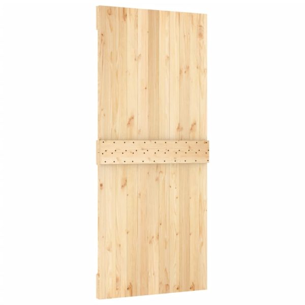 Porta Scorrevole Con Set Hardware 90x210 Cm Legno Massello Pino - Image 5