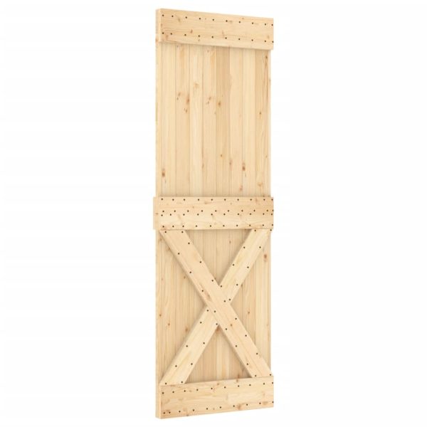 Porta Scorrevole Con Set Hardware 70x210 Cm Legno Massello Pino - Image 3