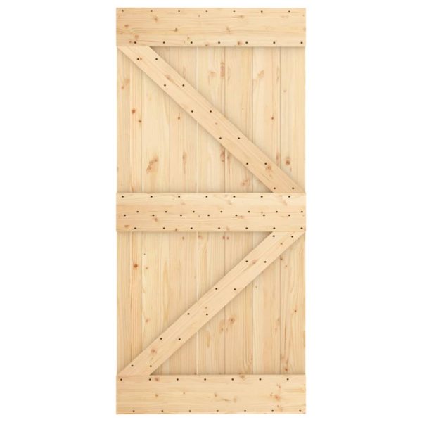 Porta Scorrevole Con Set Hardware 100x210cm Legno Massello Pino - Image 4