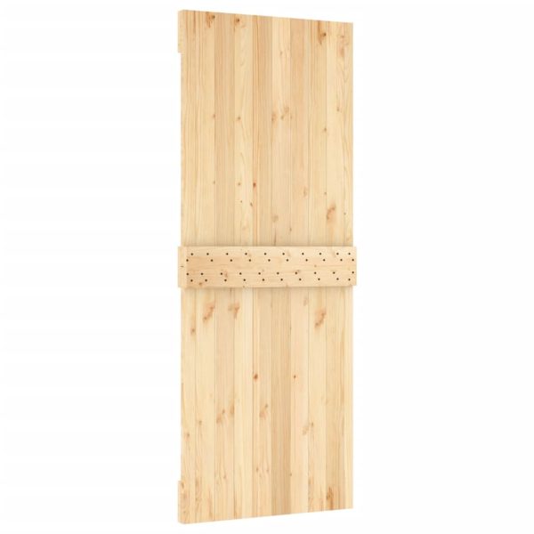 Porta Scorrevole Con Set Hardware 80x210 Cm Legno Massello Pino - Image 5