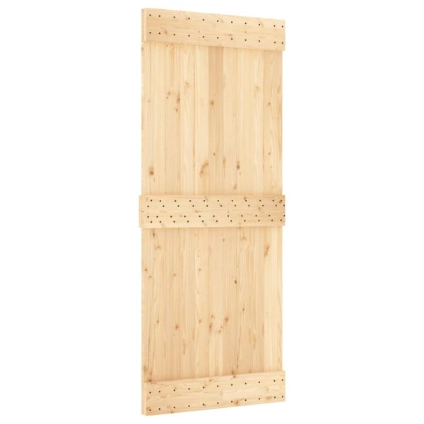 Porta Scorrevole Con Set Hardware 85x210 Cm Legno Massello Pino - Image 3