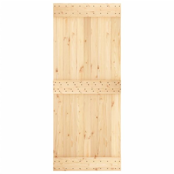 Porta Scorrevole Con Set Hardware 85x210 Cm Legno Massello Pino - Image 4