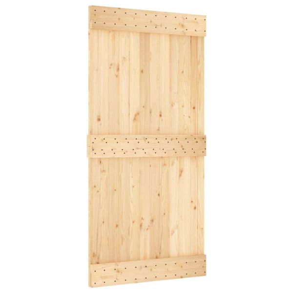 Porta Scorrevole Con Set Hardware 100x210cm Legno Massello Pino - Image 3
