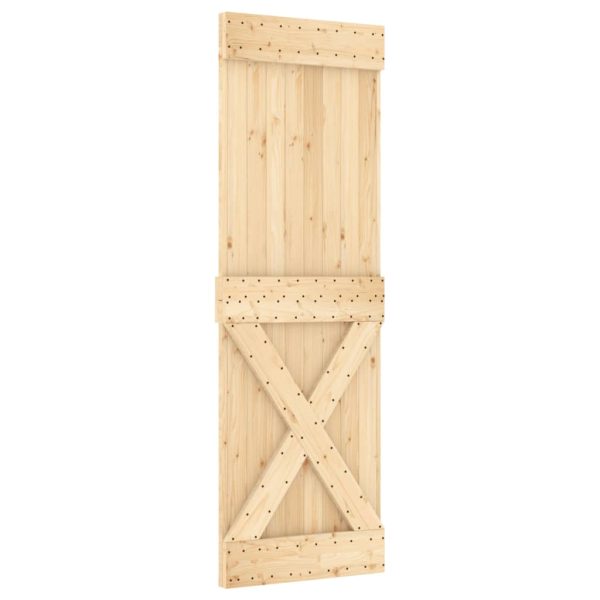 Porta Scorrevole Con Set Hardware 80x210 Cm Legno Massello Pino - Image 3