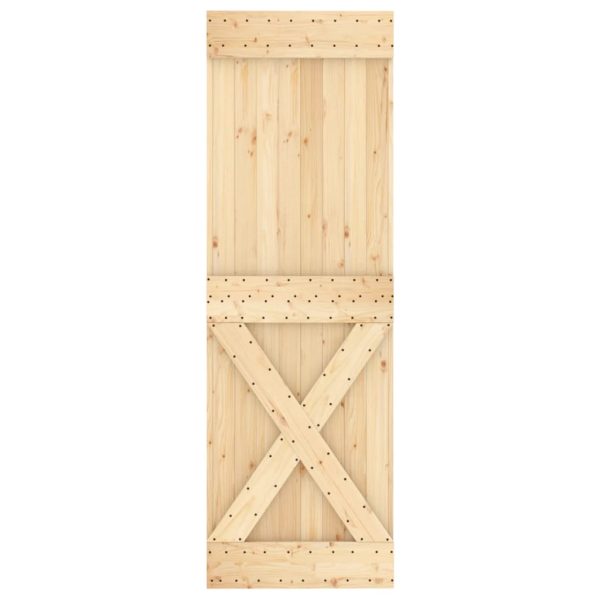 Porta Scorrevole Con Set Hardware 80x210 Cm Legno Massello Pino - Image 4