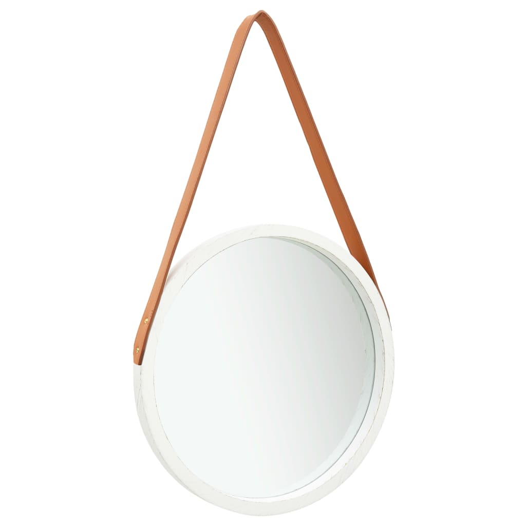 Specchio Da Parete Con Cinghia 40 Cm Bianco