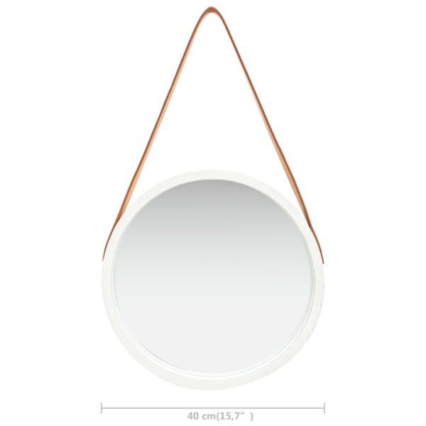 Specchio Da Parete Con Cinghia 40 Cm Bianco - Image 6