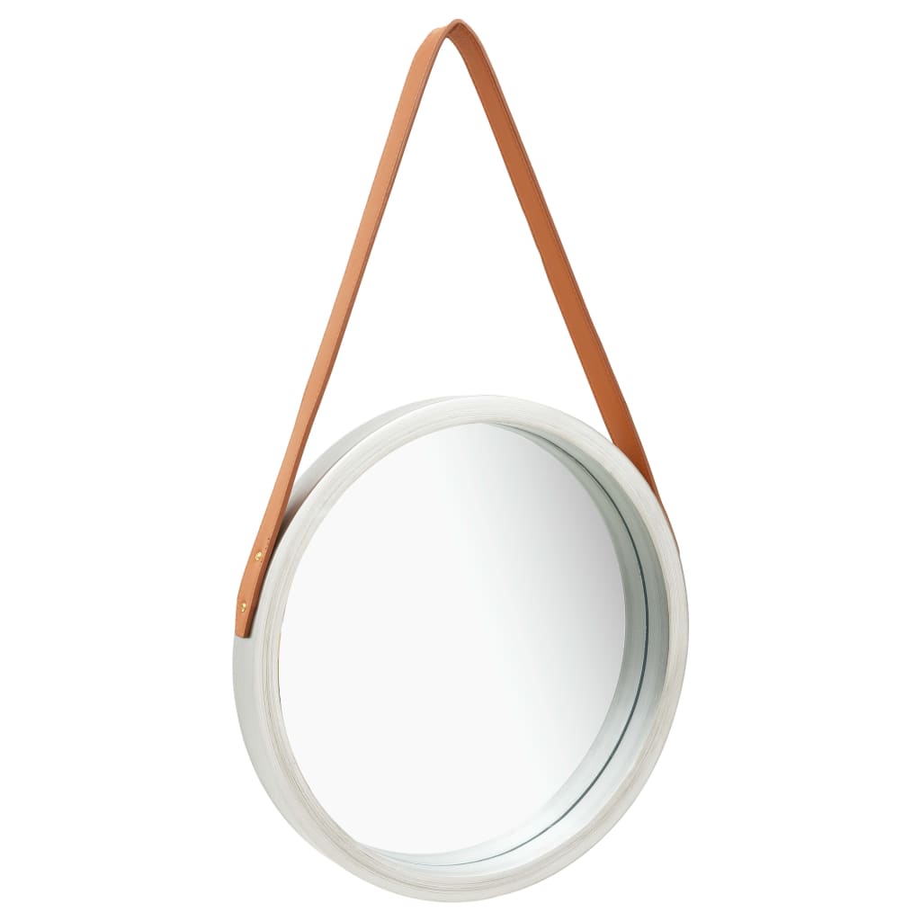 Specchio Da Parete Con Cinghia 40 Cm Argento