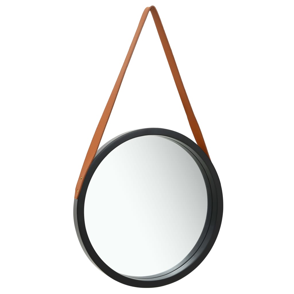 Specchio Da Parete Con Cinghia 50 Cm Nero