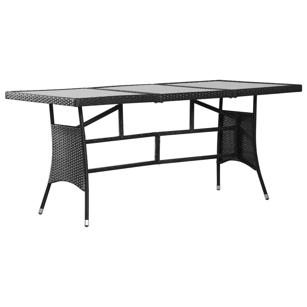 Tavolo Da Giardino Nero 170x80x74 Cm In Polyrattan