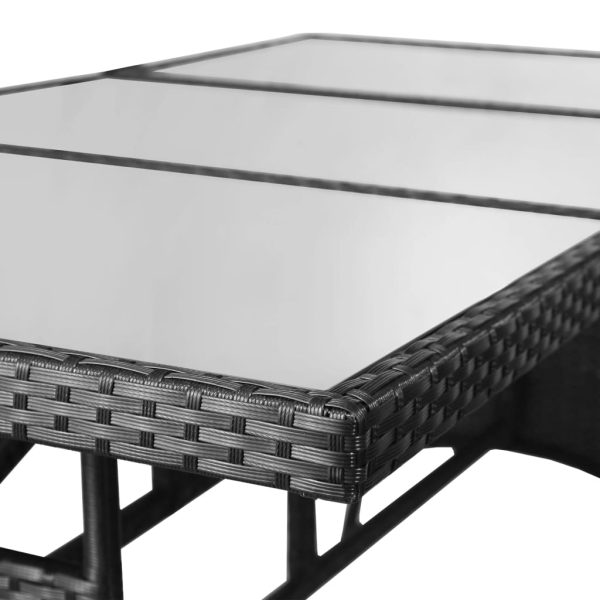 Tavolo Da Giardino Nero 170x80x74 Cm In Polyrattan - Image 4