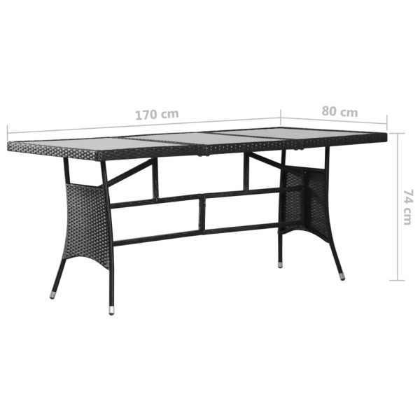 Tavolo Da Giardino Nero 170x80x74 Cm In Polyrattan - Image 5