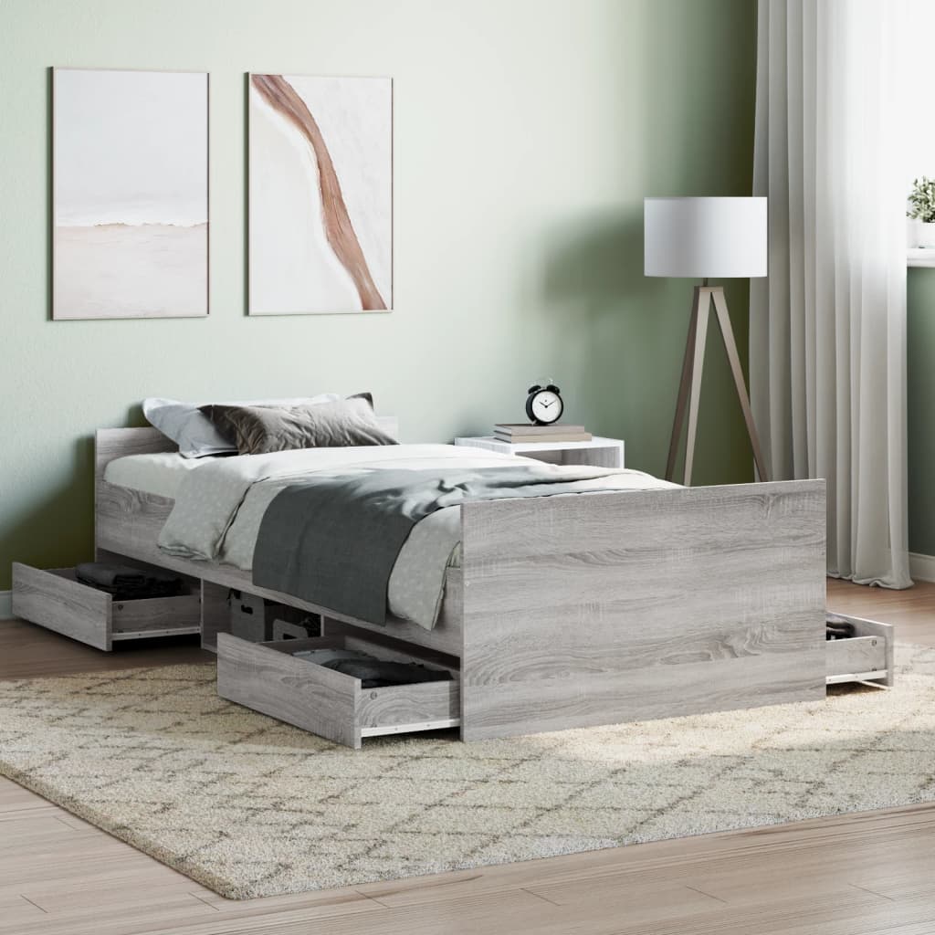 Giroletto Con Testiera E Pediera Grigio Sonoma 90x200 cm