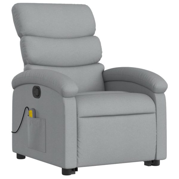 Poltrona Alzapersona Massaggi Reclinabile Grigio Chiaro Tessuto - Image 3