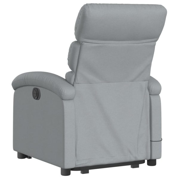 Poltrona Alzapersona Massaggi Reclinabile Grigio Chiaro Tessuto - Image 4