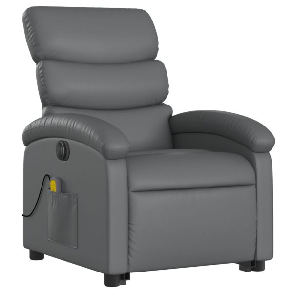 Poltrona Alzapersona Elettrica Reclinabile Grigio In Similpelle - Image 3